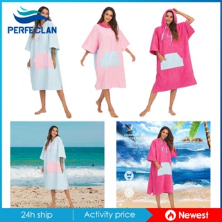 [Perfeclan] Surf Poncho Change Robe Hooded Wetsuit Towel with Pocket Swimming