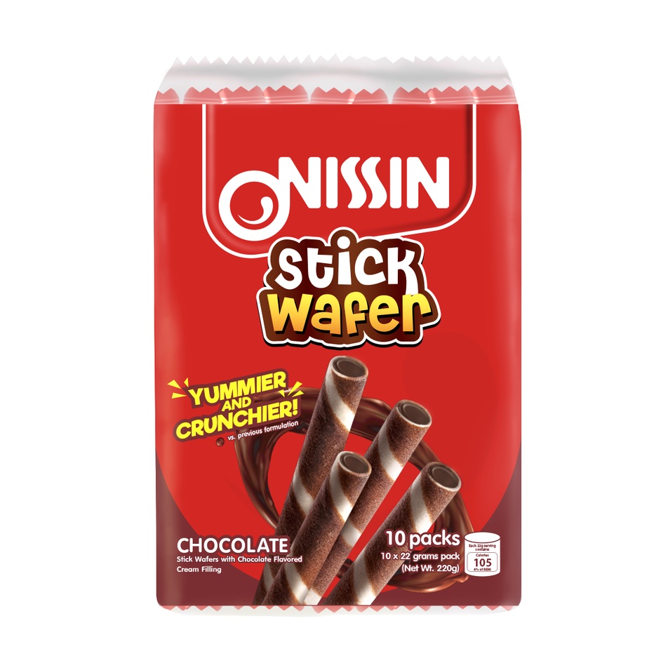 Nissin Stick Wafer Chocolate 10 Packs 22g | Shopee Philippines