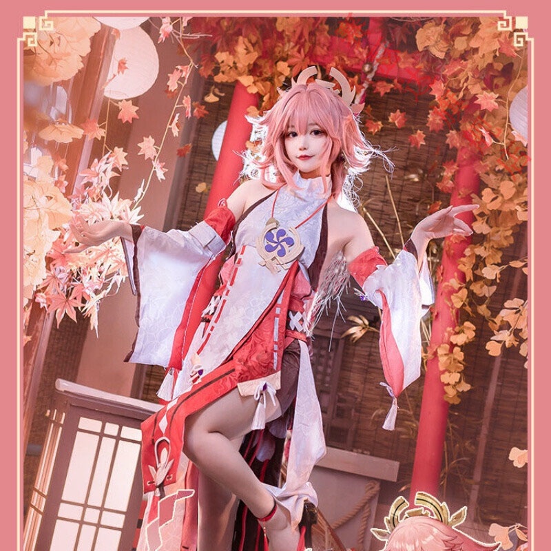 Game Genshin Impact Yae Miko Cosplay Costume Guuji Yae Battle Suit ...
