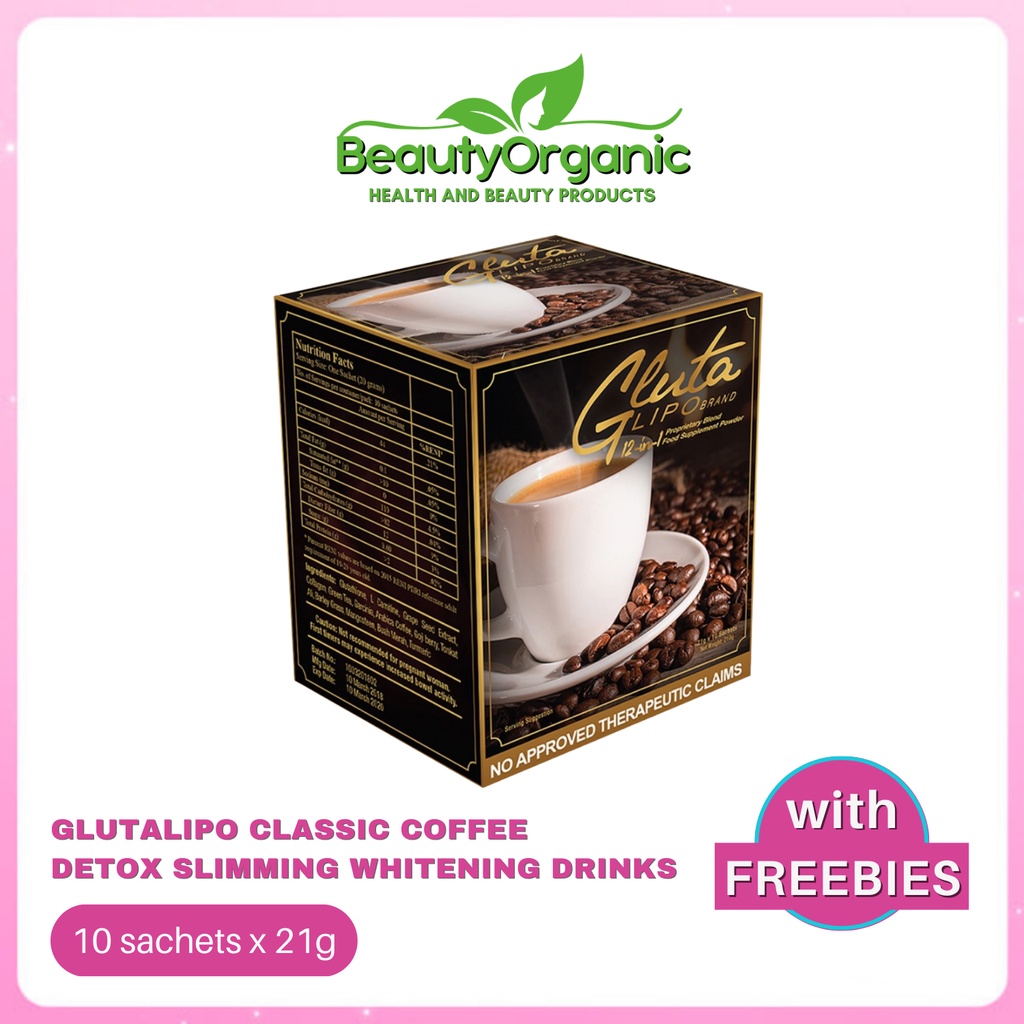 Gluta Lipo Classic Coffee Detox Slimming Whitening Drinks (10 sachets