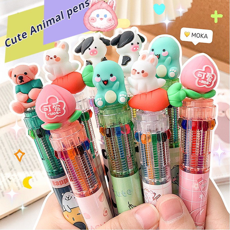 Valentine's Day Gifts Ballpoint Cute Cartoon Animal Pen Stationery  Ten-color Student Lovely Pen | Shopee Philippines