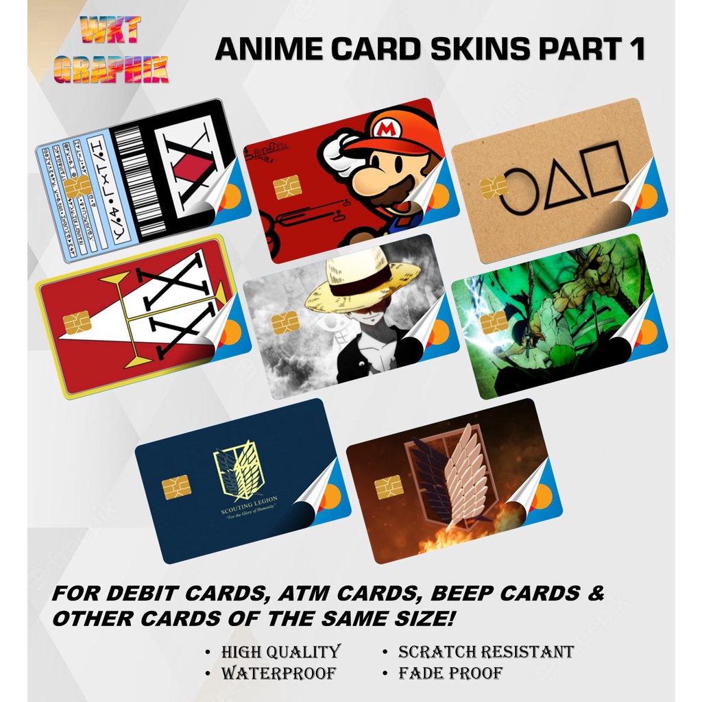 Anime / Cartoon Full Card Skins for Debit Cards Part 1 (BDO, BPI, GCASH ...