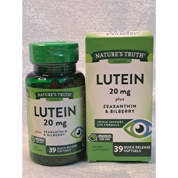 Natures Truth LUTEIN 20MG plus Zeaxanthin & Bilberry 39Quick Release