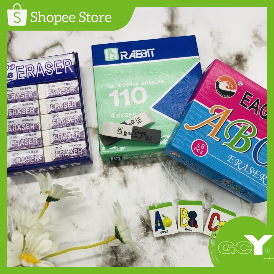 GCY 1 Box Rubber/Gum Eraser, Pencil Eraser Black and White Eraser ABC