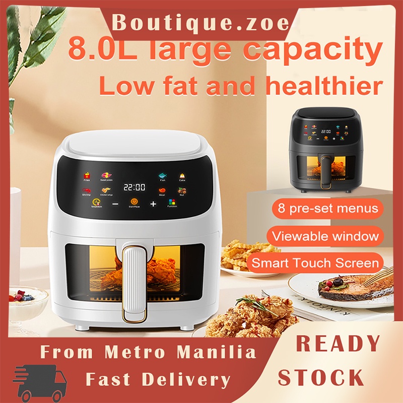 8L Air Fryer New Large Capacity Visual Air Fryer Color Screen Smart