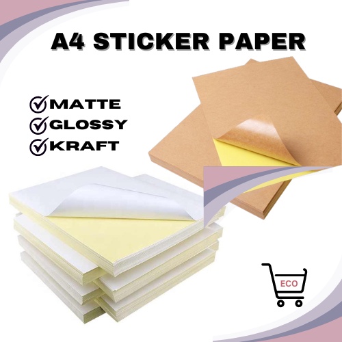 Printable Sticker Paper Glossy Matte kraft Inkjet A4 Size | Shopee