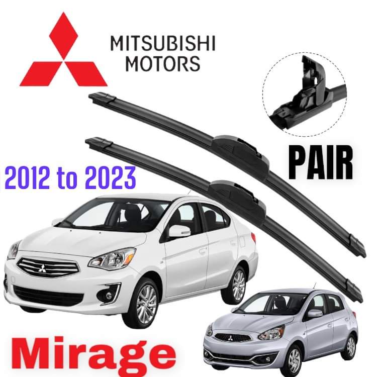 Banana type Mitsubishi Mirage G4 and hatchback wiper blades 2012 2013 2014 2015 2016 2017 to