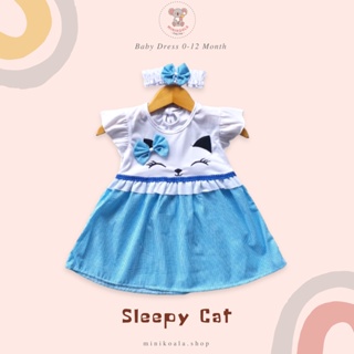 Minikoala - (EXCLUSIVE ON MINIKOALA) Baby Dress Cute Animal Motif Baby Girl Clothes/QIU2 SLEEPY CAT