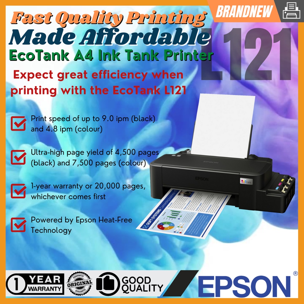 Epson L121 Single Function Ink Tank Printer Shopee Philippines 1389
