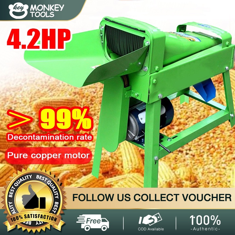 monkey 4.2HP Electric Maize Thresher Wide Bore Automatic Household ...