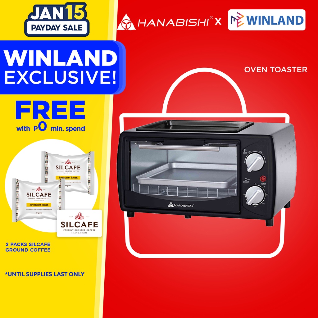 HANABISHI by Winland 2 in 1 10L Oven Toaster with Griller on Top HO10GX