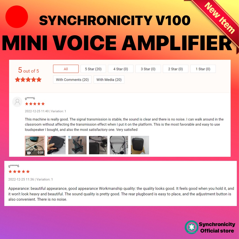 Synchronicity V100 voice amplifier view
