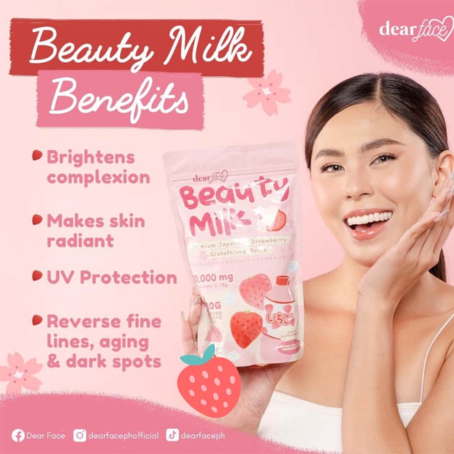 Dear Face Beauty Milk Premium Japanese Melon Strawberry Lychee Collagen