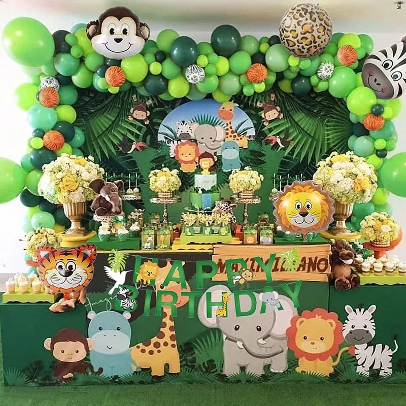 109pcs Jungle Safari Theme Party Balloon Garland Kit Balloon Chain Arch ...