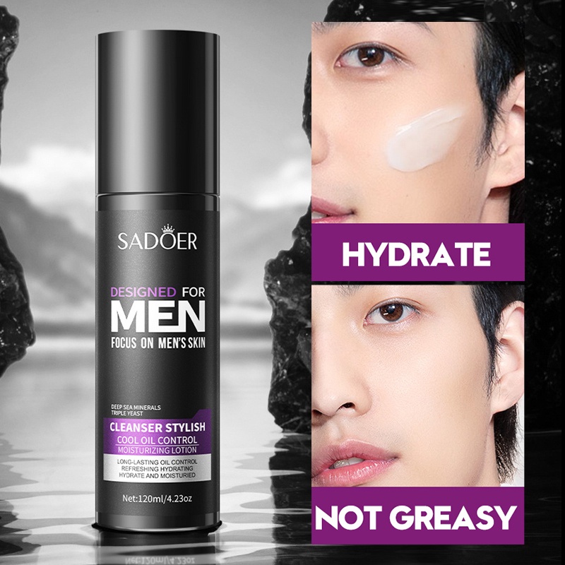 SADOER Men Skin Care Moisturizing Lotion Facial Treatment Cool Oil