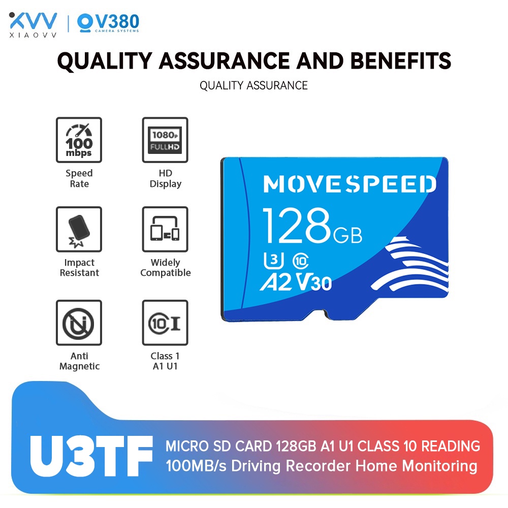 Move Speed Micro SD Card Memory Card 128GB 100MB/s High Speed Durable