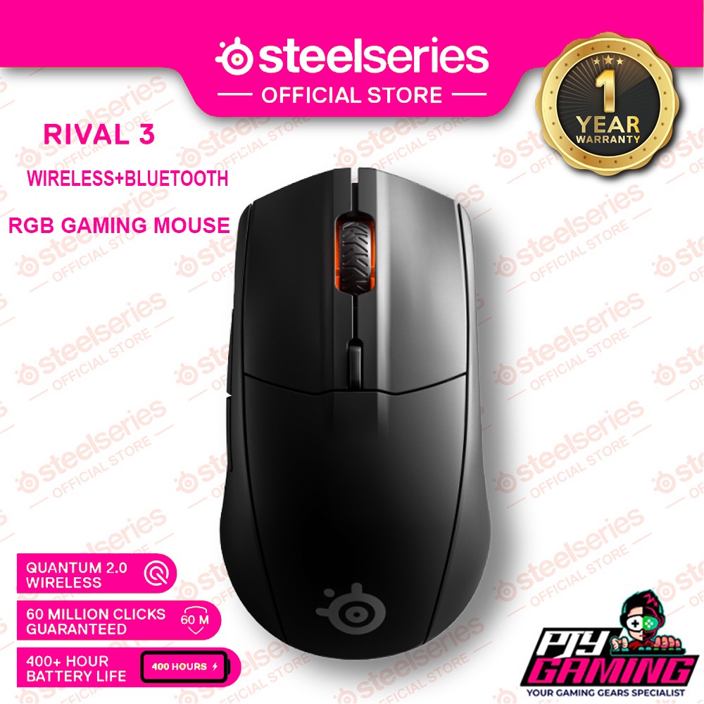 SteelSeries Rival 3 Wired/ Wireless + Bluetooth RGB Gaming Mouse Air