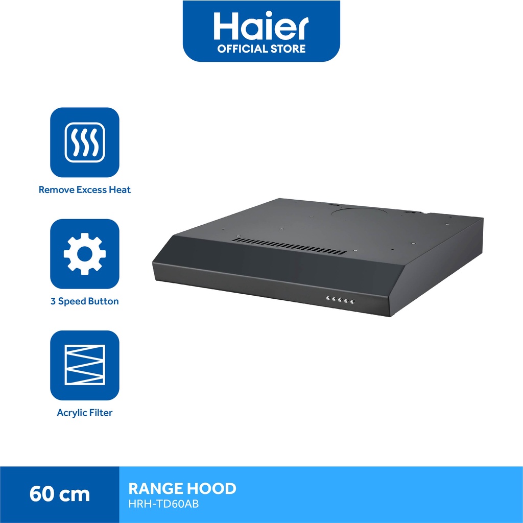 Haier HRHTD60AB 60cm Range Hood (Black) Shopee Philippines