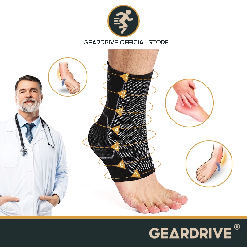GEARDRIVE Professional Ankle Brace Compression Sleeve Support ...