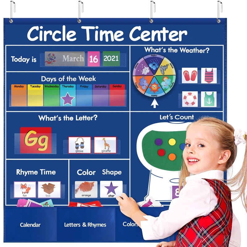 Ms. Rachel Circle Learning Time Center Pocket Chart Calendar Set ...