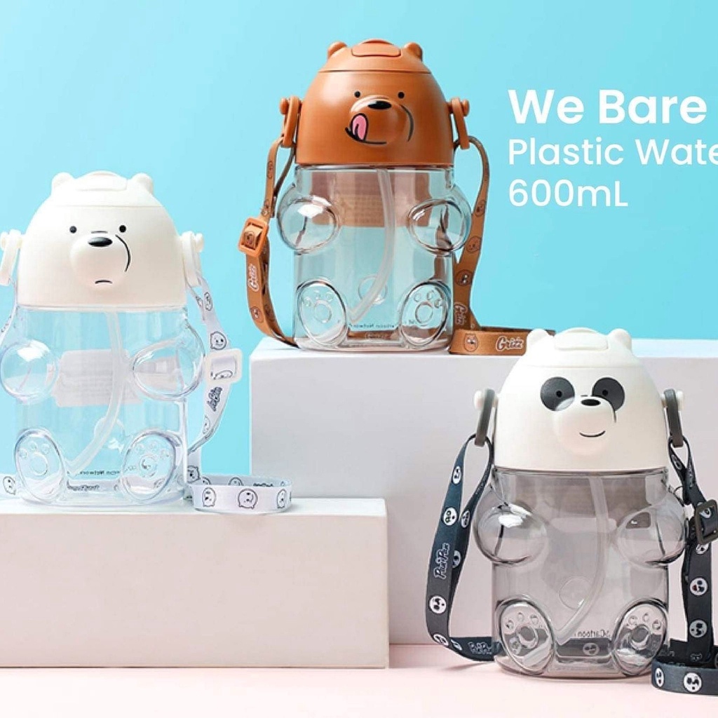 600ML ORIGINAL WE BARE BEARS PLASTIC WATER BOTTLE WITH STRAP | TUMBLER ...