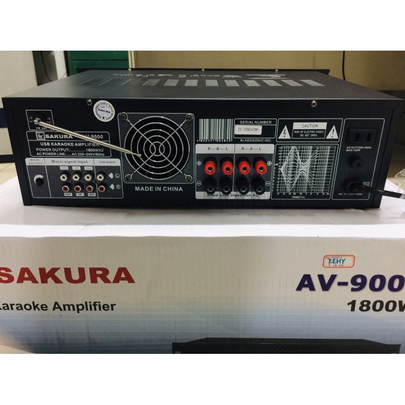 SAKURA AV9000 USB KARAOKE AMPLIFIER with free 2 pcs 5 meter speaker