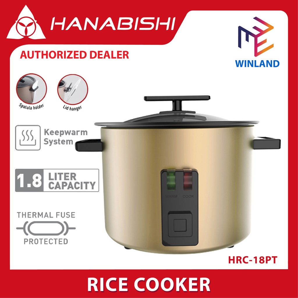 HANABISHI by Winland Automatic Rice Cooker 1.8L serves 10 cups Metallic