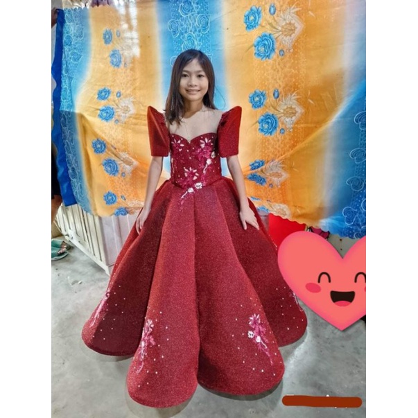 umbrella gown with filipiniana for kids with lace Shopee Philippines