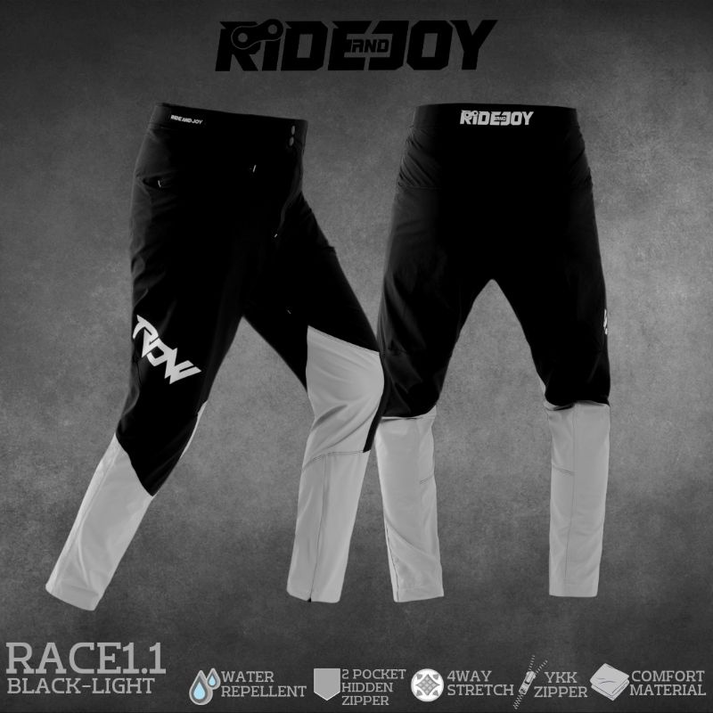 PRIA Race1.1 BLACK LIGHTGREY Men's MTB Bike pants RIDE AND JOY strech