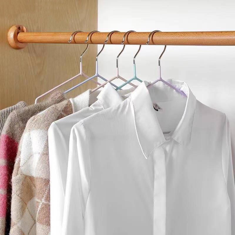 10PCS/Lot Stainless Steel Drying Hanger Non-slip Groove cloth hanger Metal Hanger for adult