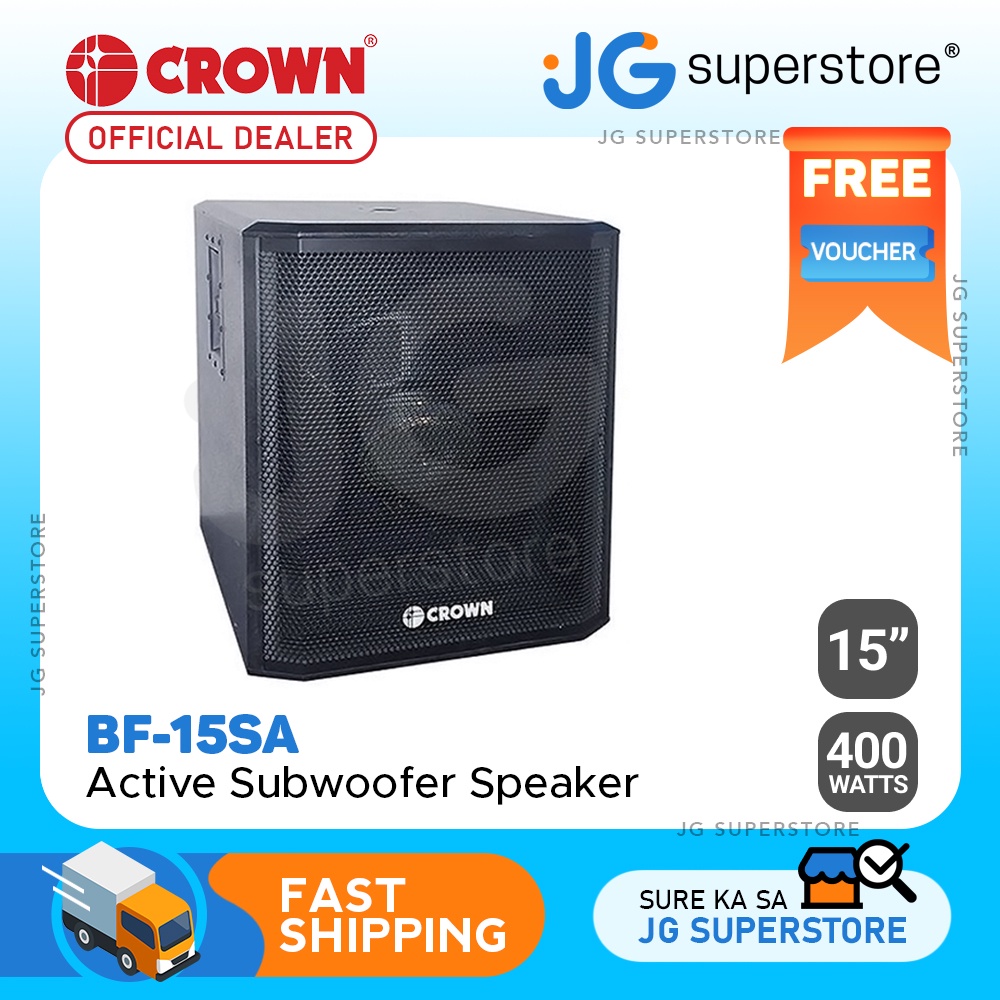 Crown 400W 15" Active Subwoofer with Speaker Volume Control, BuiltIn 2