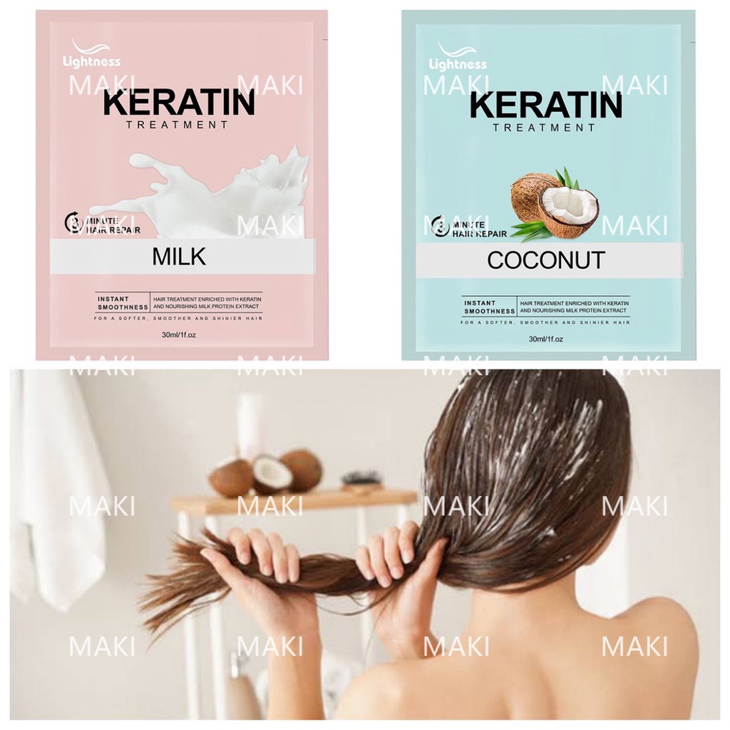30ml Sachet Keratin treatment,milk extract & coconut extract,hair care