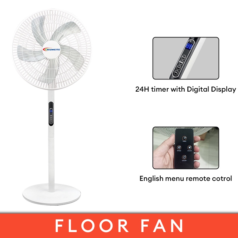 Maimeite 16 Inch Remote Control Floor Fan 5 Blade Strong Wind ...