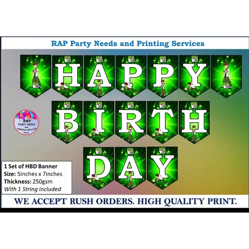Ben10 customized birthday banner 1set shopee philippines