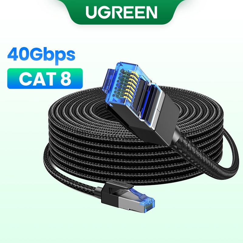 UGREEN Ethernet Cable CAT8 40Gbps 2000MHz CAT 8 Networking Nylon Braided Internet Lan Cord for Laptops PS 4 Router RJ45 Cable