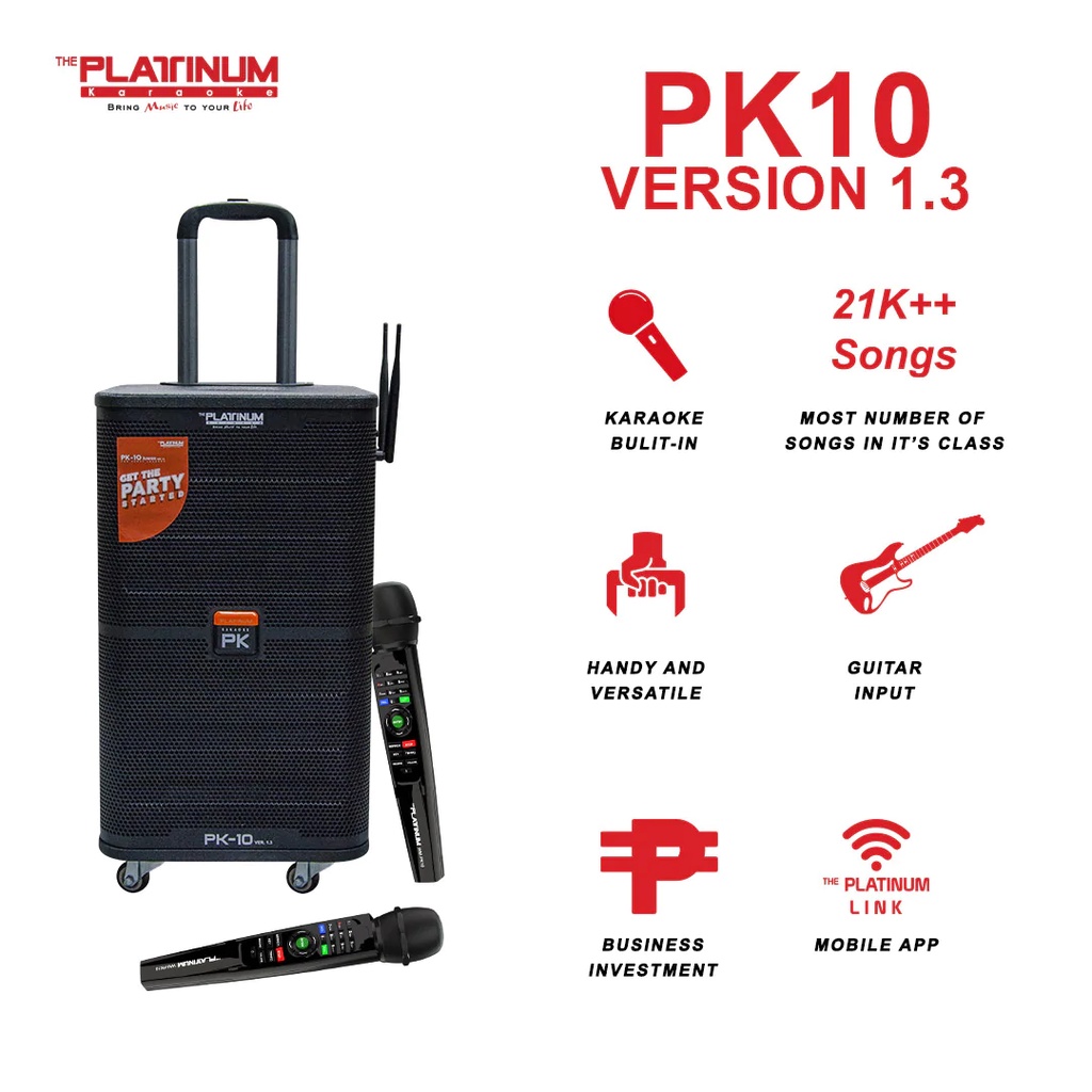 Platinum Karaoke PK10 Builtin Karaoke Trolley Speaker with 21,000