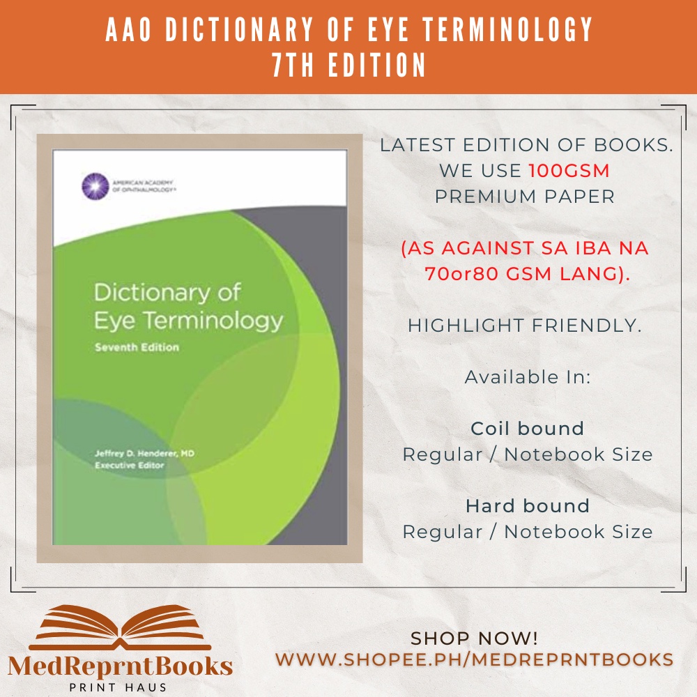 Dictionary of Eye Terminology 7th Edition Shopee Philippines