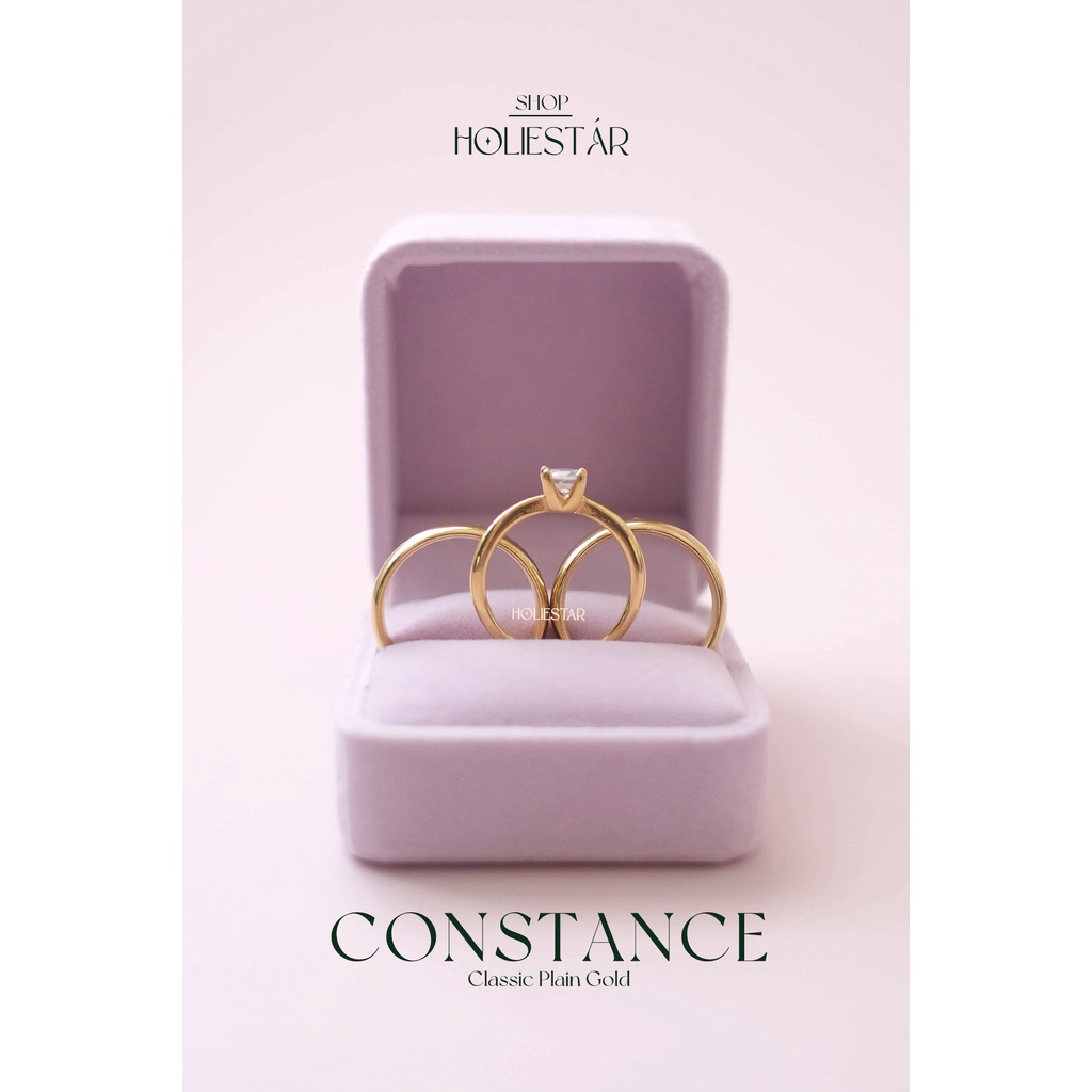 Constance Classic Plain Gold Stainless Steel Wedding Ring Set