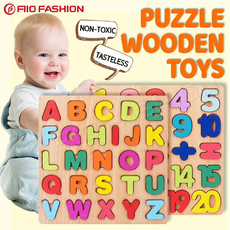 Alphabet Digital Puzzle Wooden Toys Kid Number Letter shape Matching ...