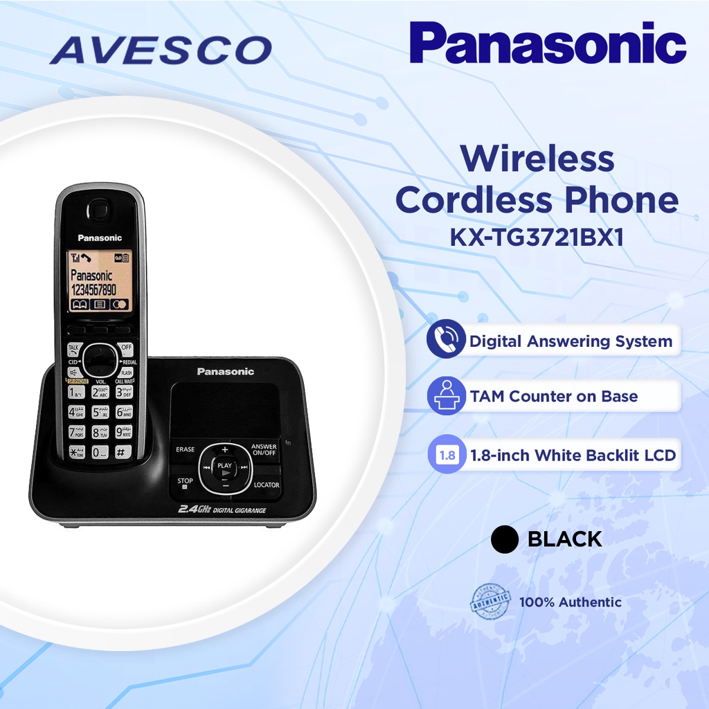 Panasonic KXTG3721BX1 Cordless Phone with Answering Machine Shopee