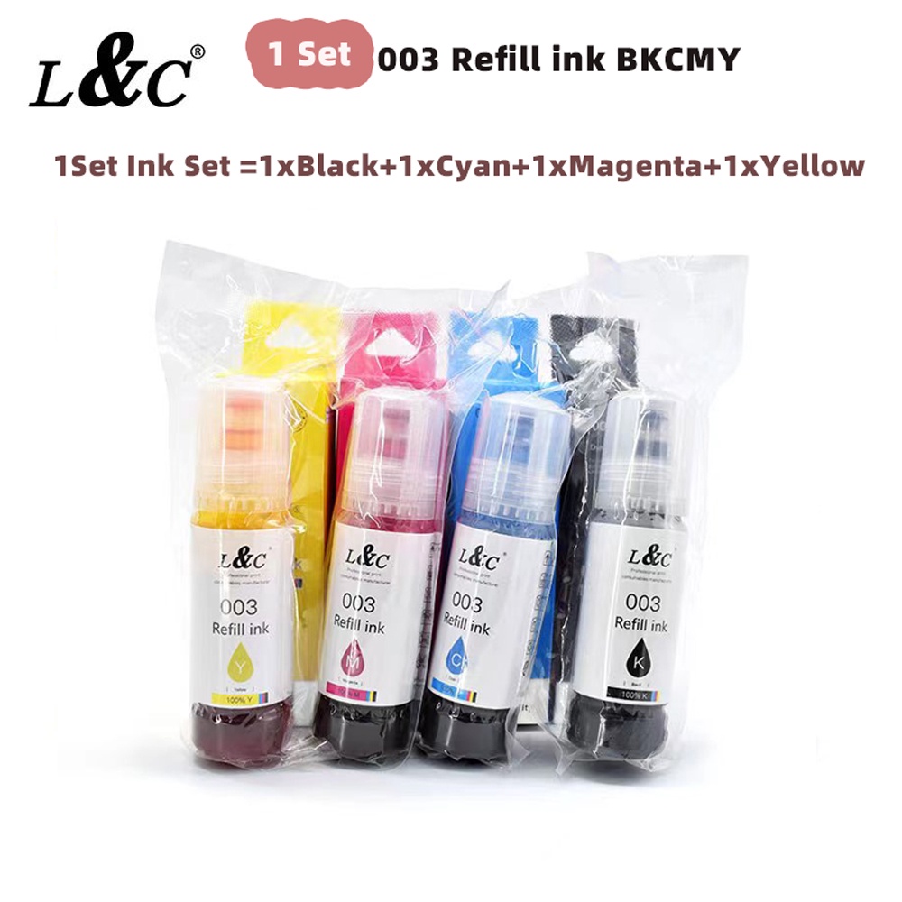 L&C 1Set 003 Ink Set Refill Epson Dye Ink For Inkjet Printer L3110