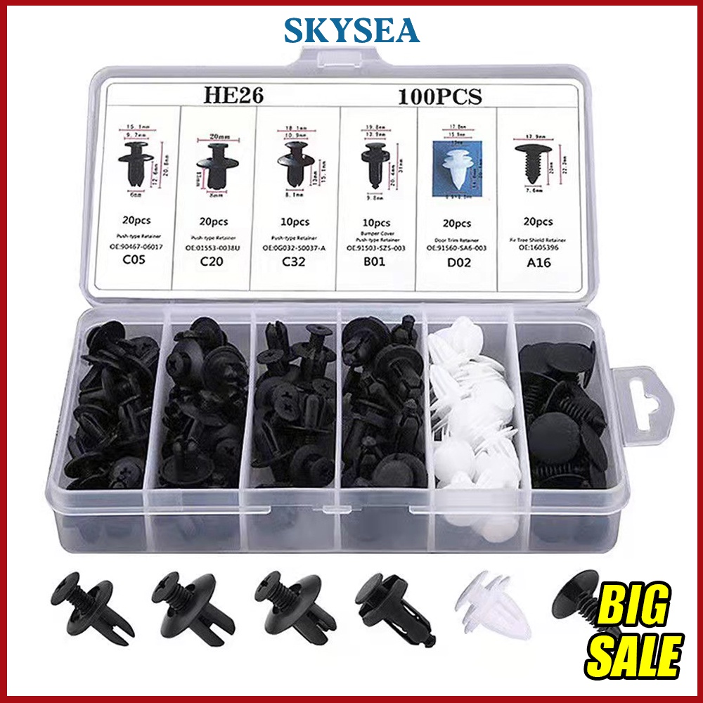 100pcs Auto Fastener Clip Car Body Push Retainer Pin Rivet Bumper Door Trim Panel Retainer