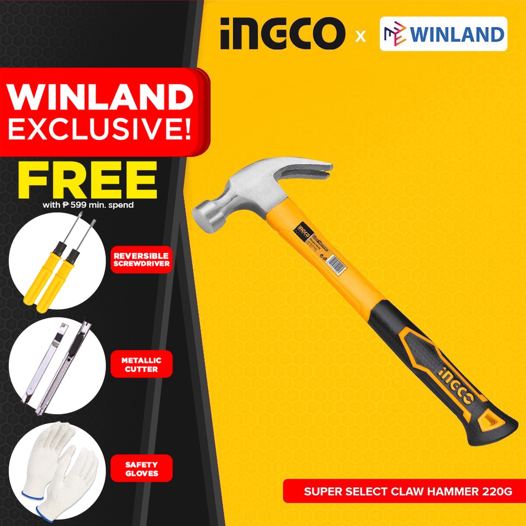 INGCO by Winland Claw Hammer Martilyo 220g / 8oz Fiberglass Handle