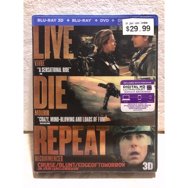 Live, Die, Repeat EDGE OF TOMORROW Blu-Ray 3D+Blu-Ray+DVD (Lenticover ...