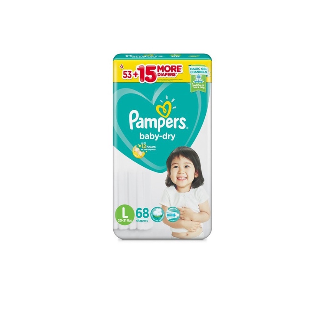 PAMPERS, Baby Dry Taped Diapers Extra Large (28-35 Lbs) 60 Pcs Watsons ...