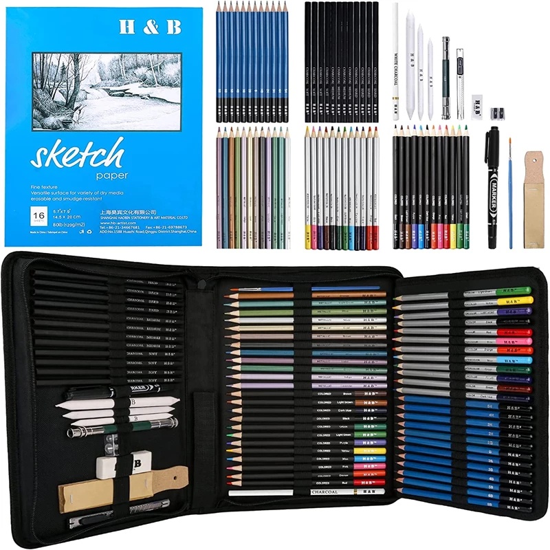 Derkonig Drawing Pencils And Sketch Art Set For Kids, Teens