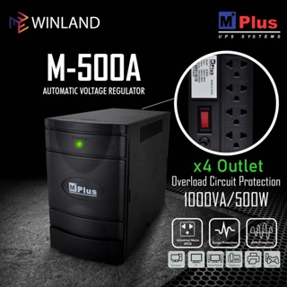 MPLUS by Winland 4 Outlets Automatic Voltage Regulator 500W AVR with Surge Protector 1000VA/500W