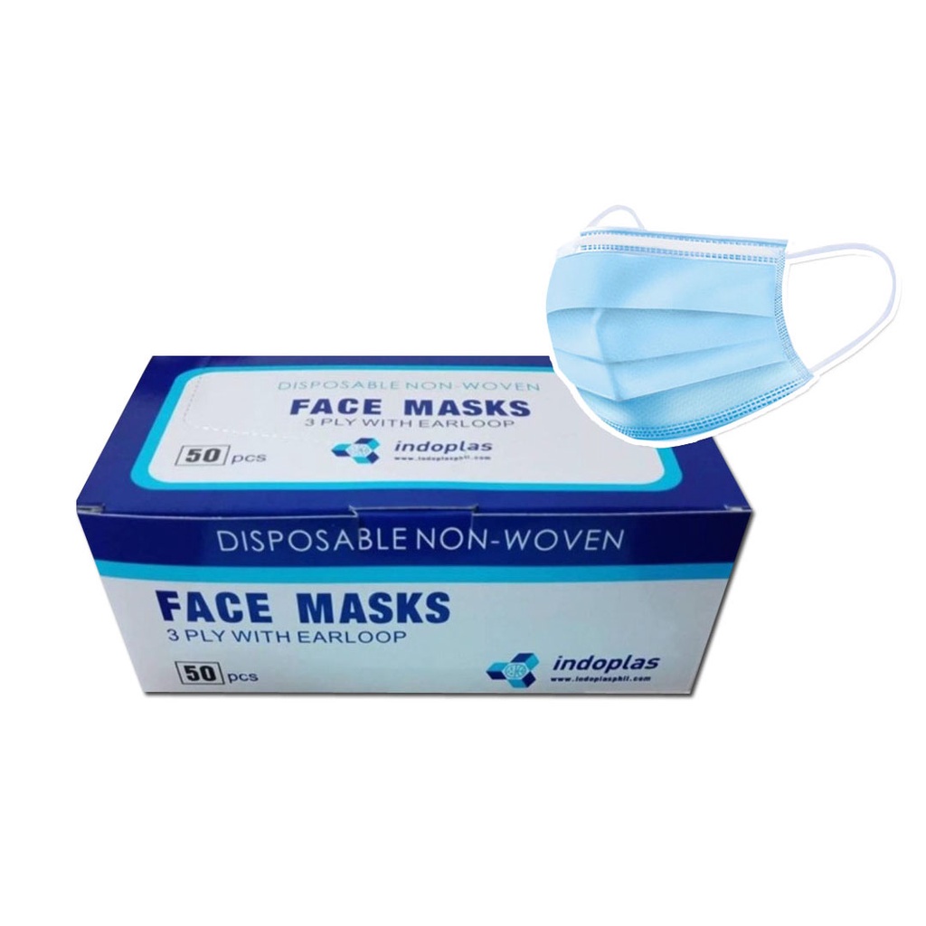 INDOPLAS Facemask/Disposable Facemask 3PLY with earloop 50PCS | Shopee ...