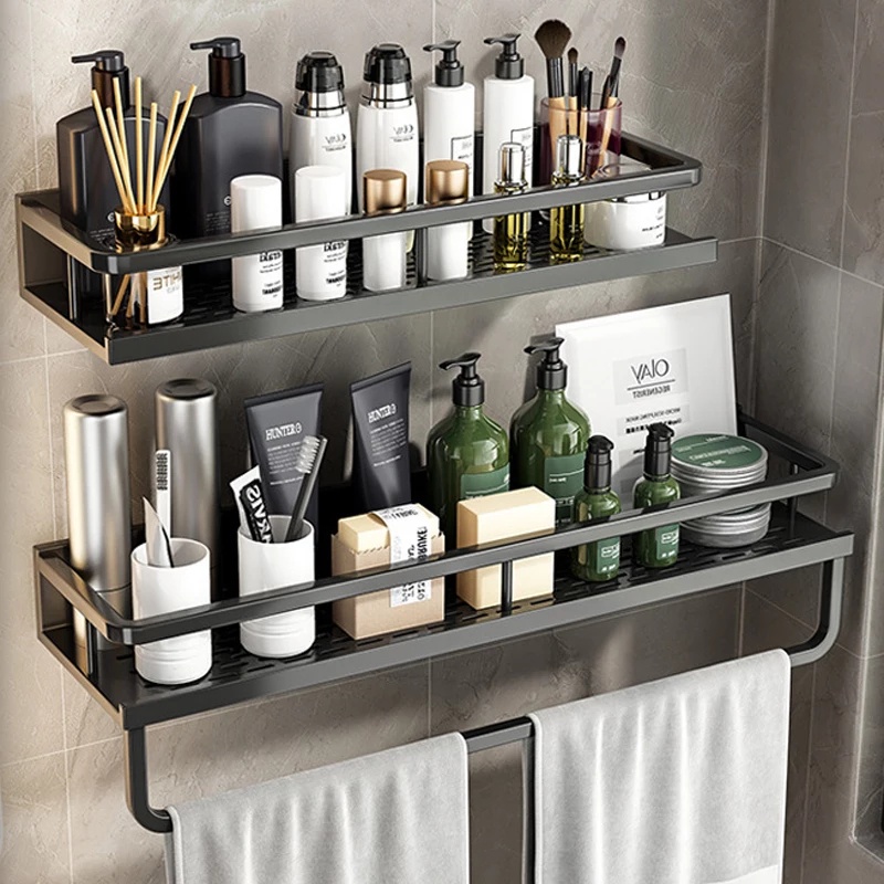 Punchfree Bathroom Corner Shelf Rack Towel Rack Holder Bathroom