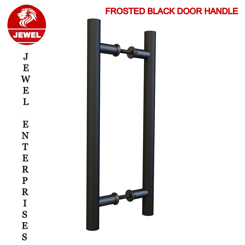 Heavy duty stainless steel frosted black push pull door handle glass